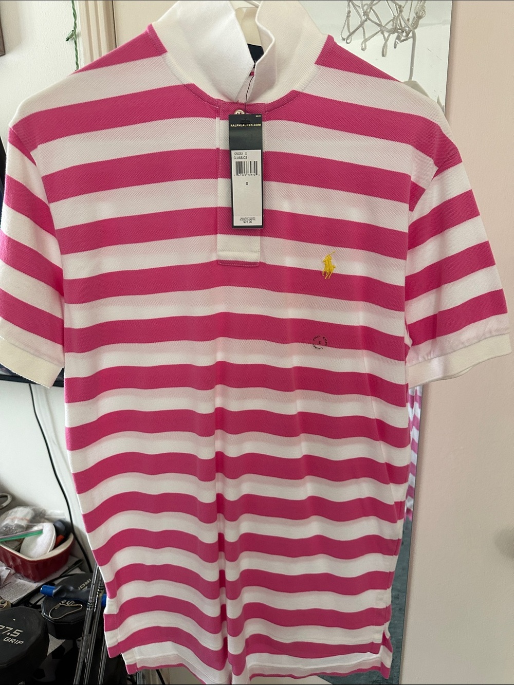 Polo Ralph Lauren Mens Short Sleeve 100% Cotton Polo Shirt New Small Pink Yellow
